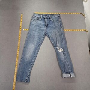 Levis 512 Jeans Mens Light Blue Tapered‎ Selvedge Distressed Fits 28x26